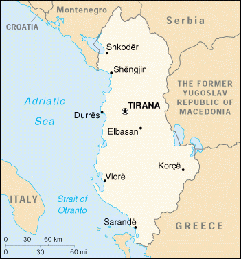 [Country map of Albania]