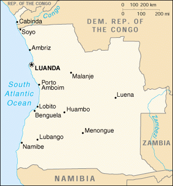 [Country map of Angola]