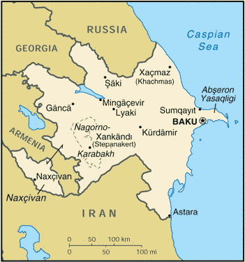 [Country map of Azerbaijan]