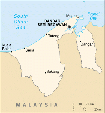 [Country map of Brunei]