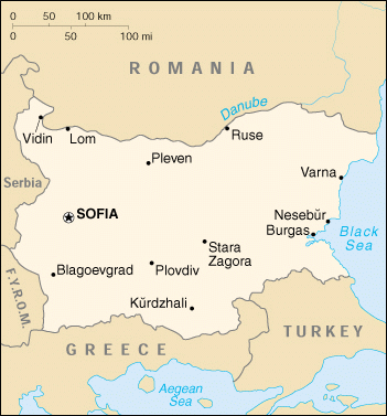 [Country map of Bulgaria]