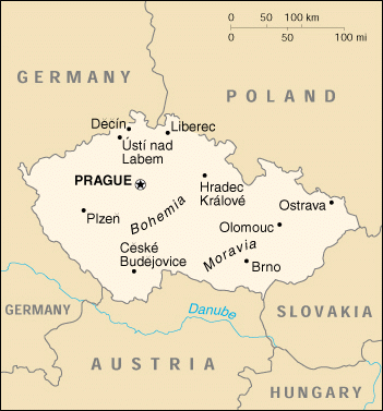 [Country map of Czech Republic]