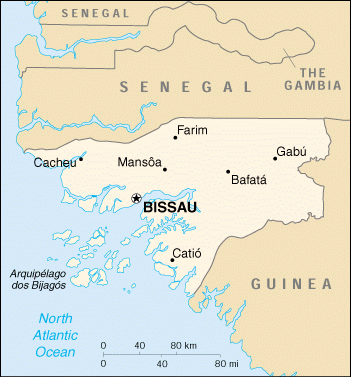 [Country map of Guinea-Bissau]