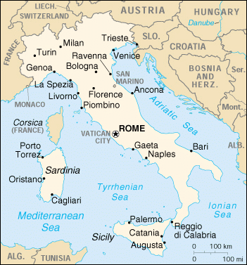 [Country map of Italy]