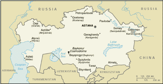 [Country map of Kazakhstan]