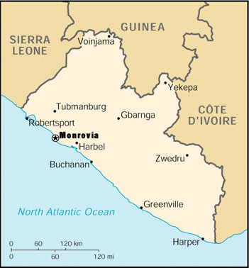 [Country map of Liberia]