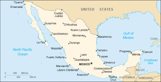 [Country map of Mexico]