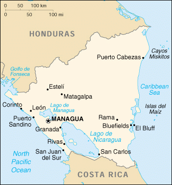 [Country map of Nicaragua]