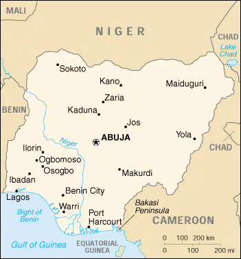 [Country map of Nigeria]