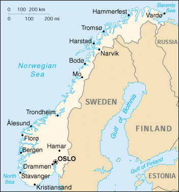 [Country map of Norway]