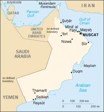 [Country map of Oman]