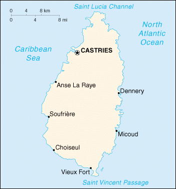 [Country map of Saint Lucia]