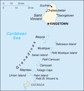 [Country map of Saint Vincent and the Grenadines]