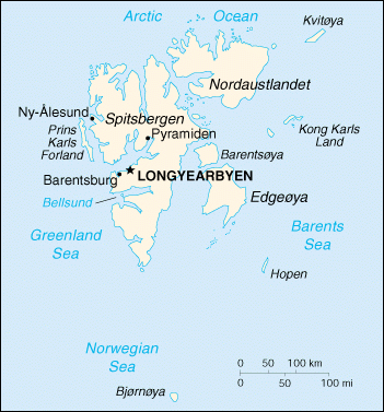 [Country map of Svalbard]