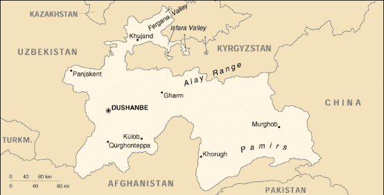 [Country map of Tajikistan]