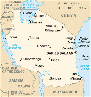 [Country map of Tanzania]