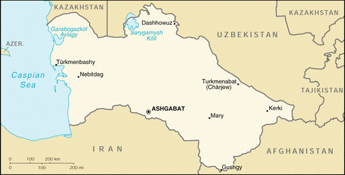[Country map of Turkmenistan]