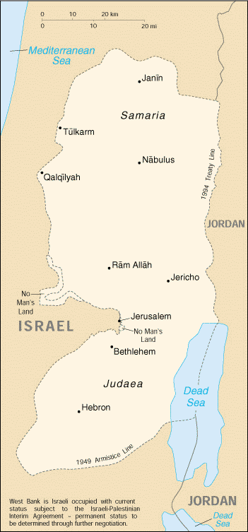 [Country map of West Bank]
