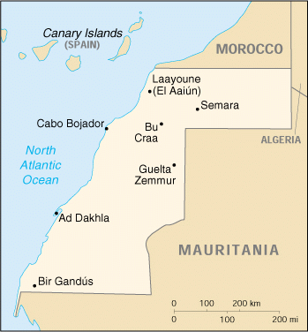 [Country map of Western Sahara]